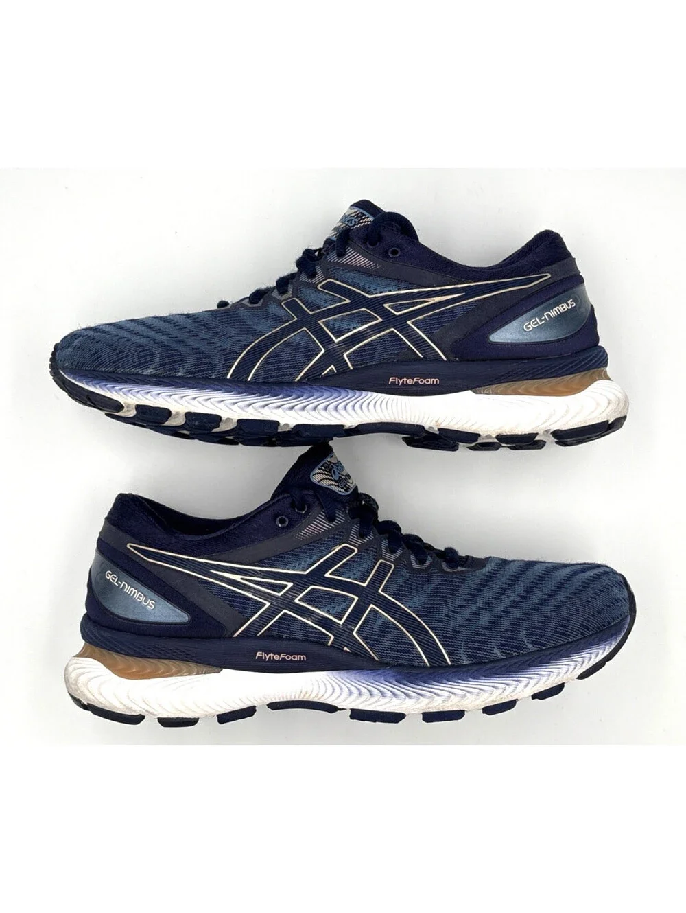 ASICS GEL-Nimbus 22 Blue Gold Running Shoes Women's 8.5